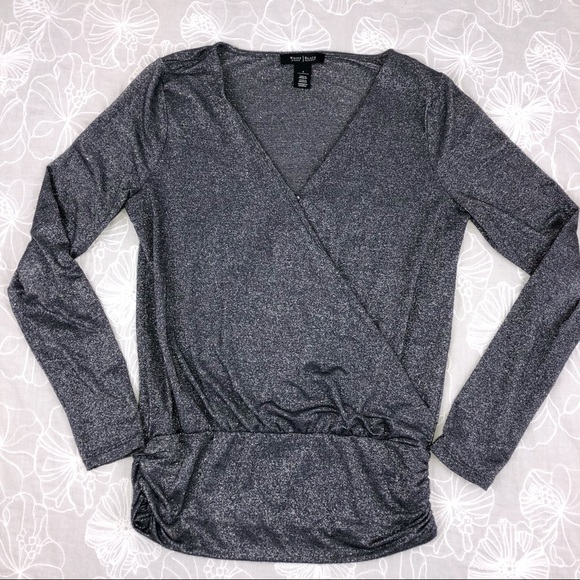 White House Black Market Tops - White House Black Market crossover metallic top